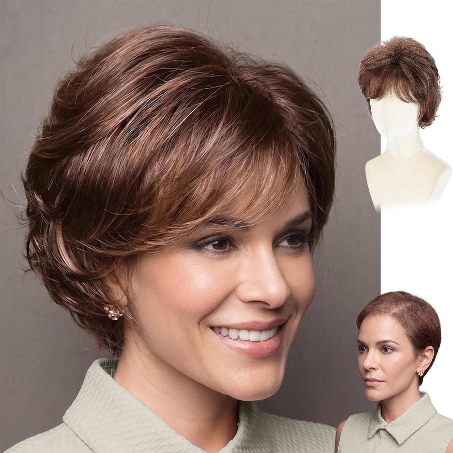 Sandy - WIGYY Chestnut Brown Pixie Cut Wig for White Women