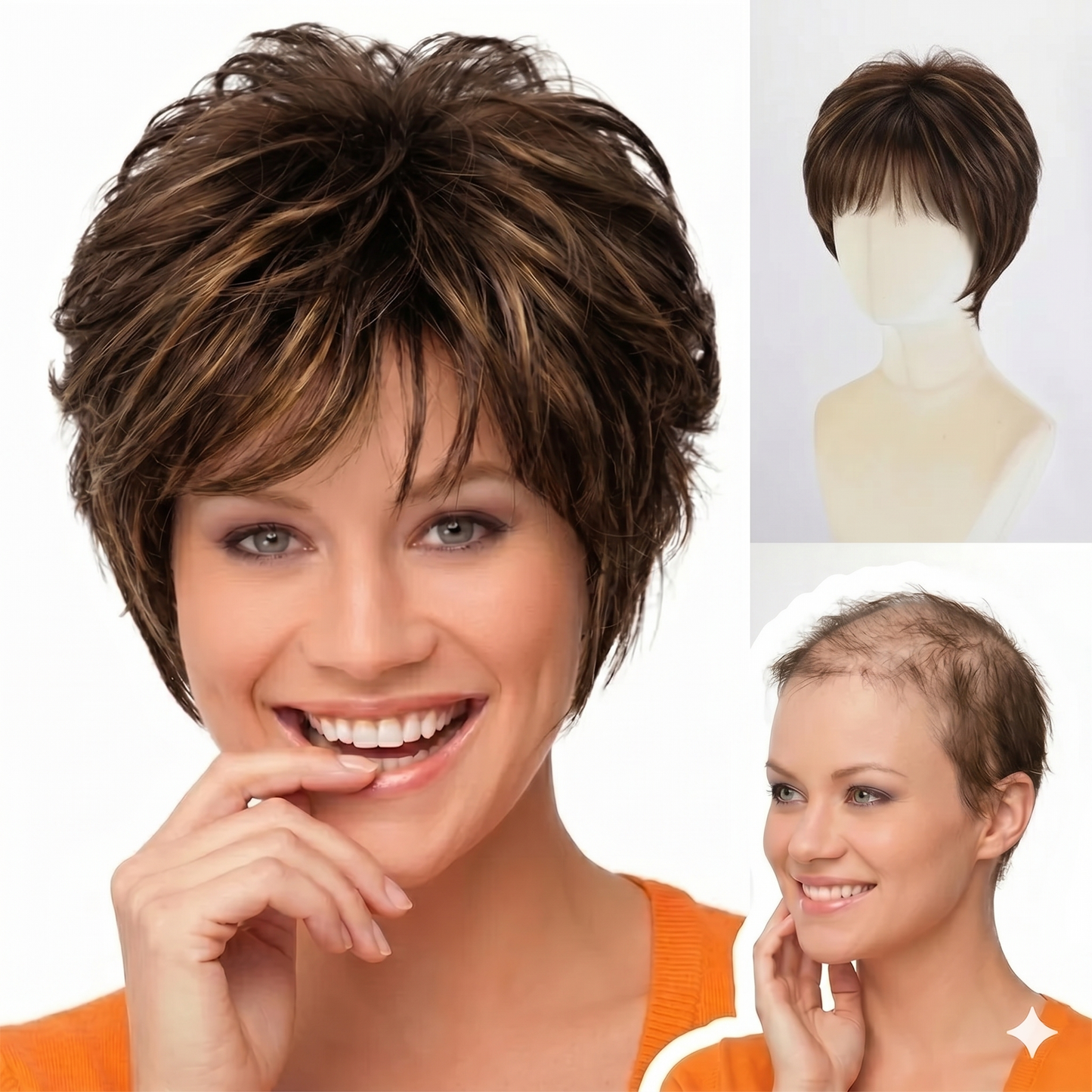 Aria - Short Highlighted Breathable Elegant Wigs for White Women