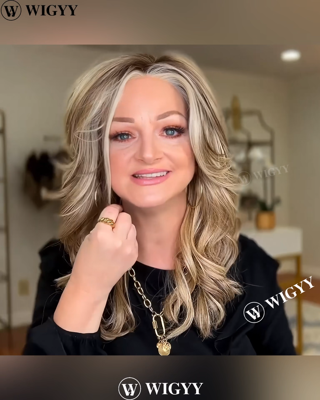 Loretta - Wigyy Mono-Front Highlighted Curl Elegant Wig