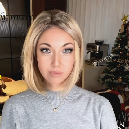 Theodora - Wigyy Daily Use Ash Blonde Layered Bob Wigs