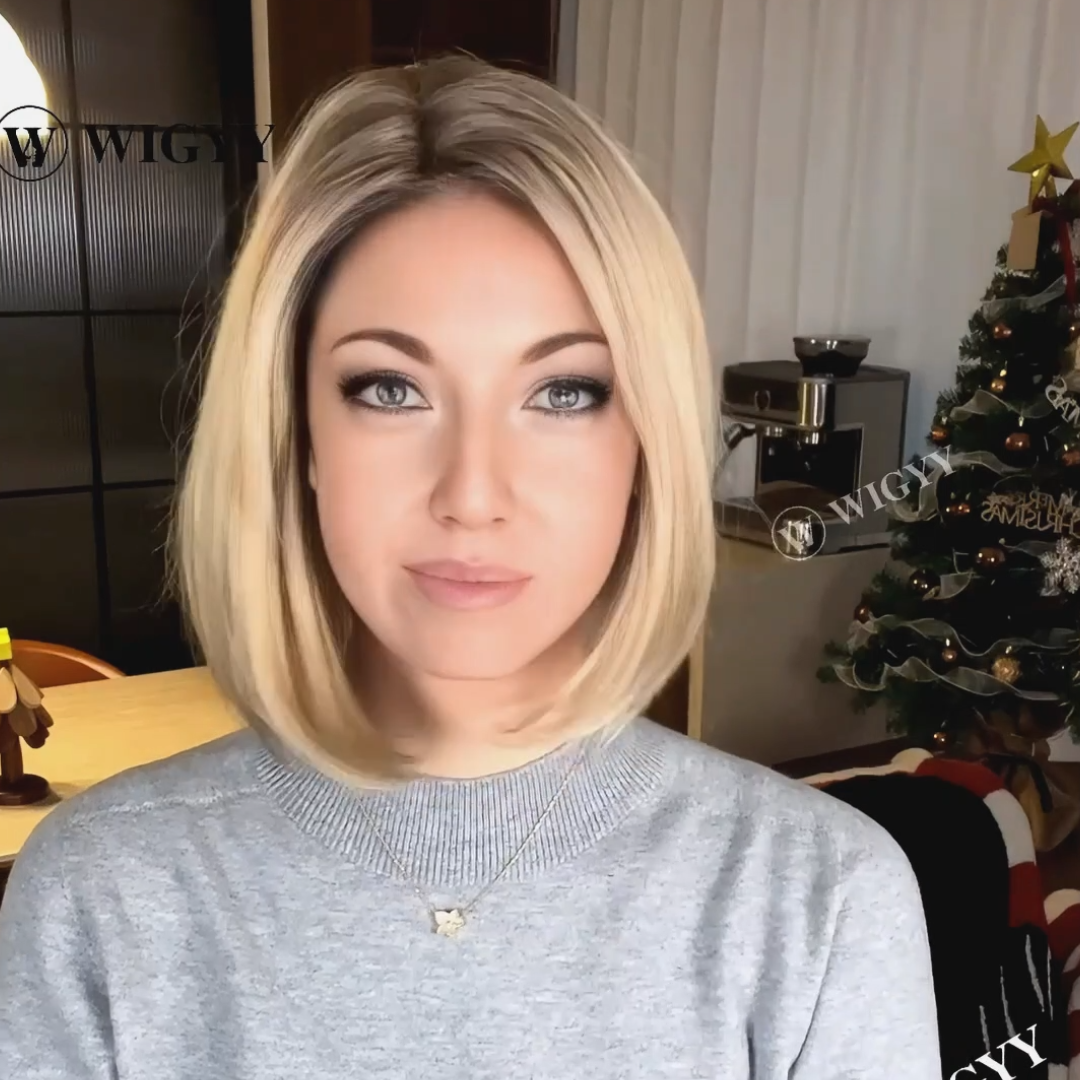 Theodora - Wigyy Daily Use Ash Blonde Layered Bob Wigs
