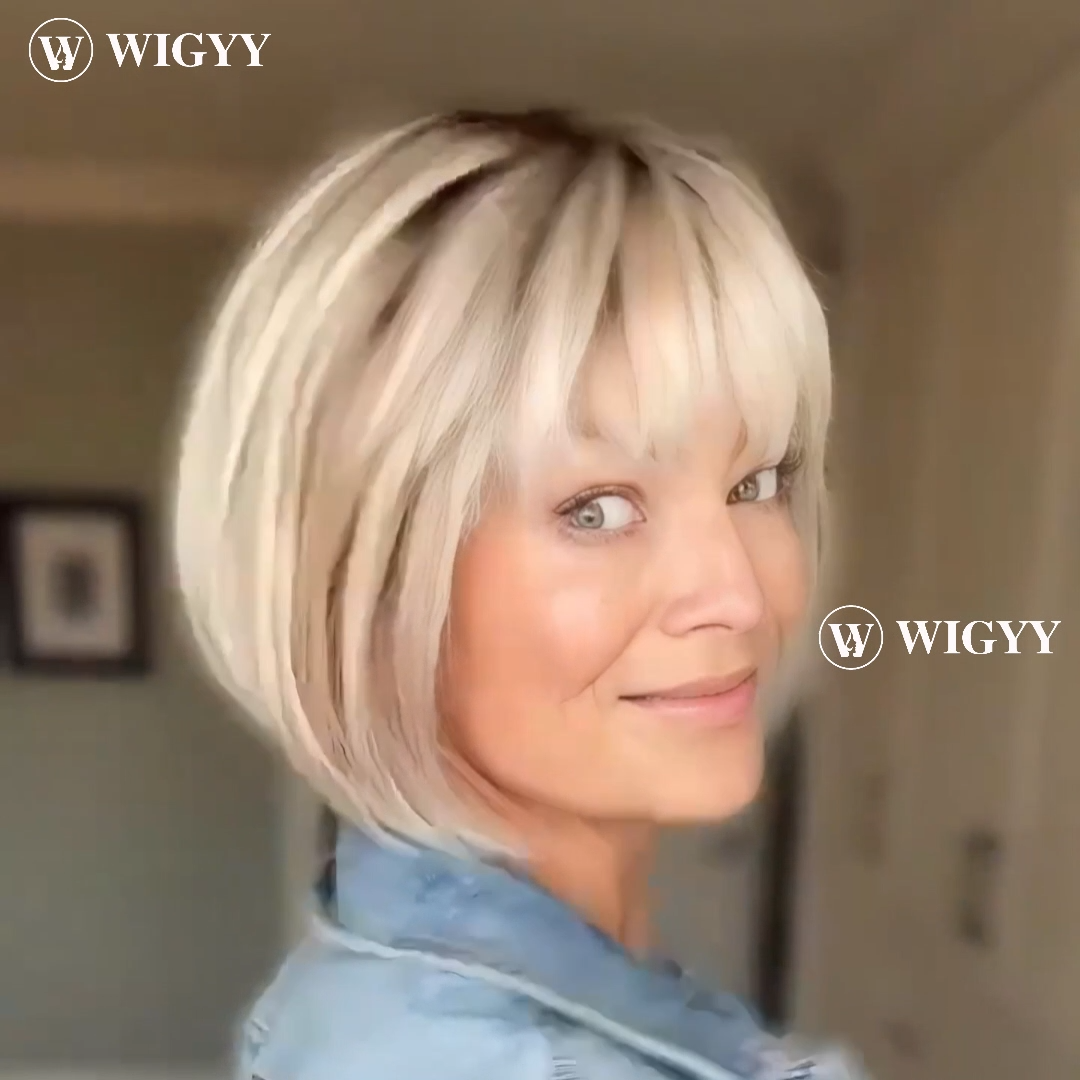 Perla - Wigyy Blonde Bob Elegant Wig with Bang