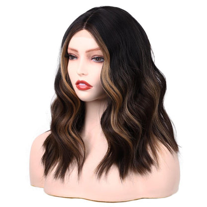 Wavy Brown Blonde Bob Mini Lace Front Wig