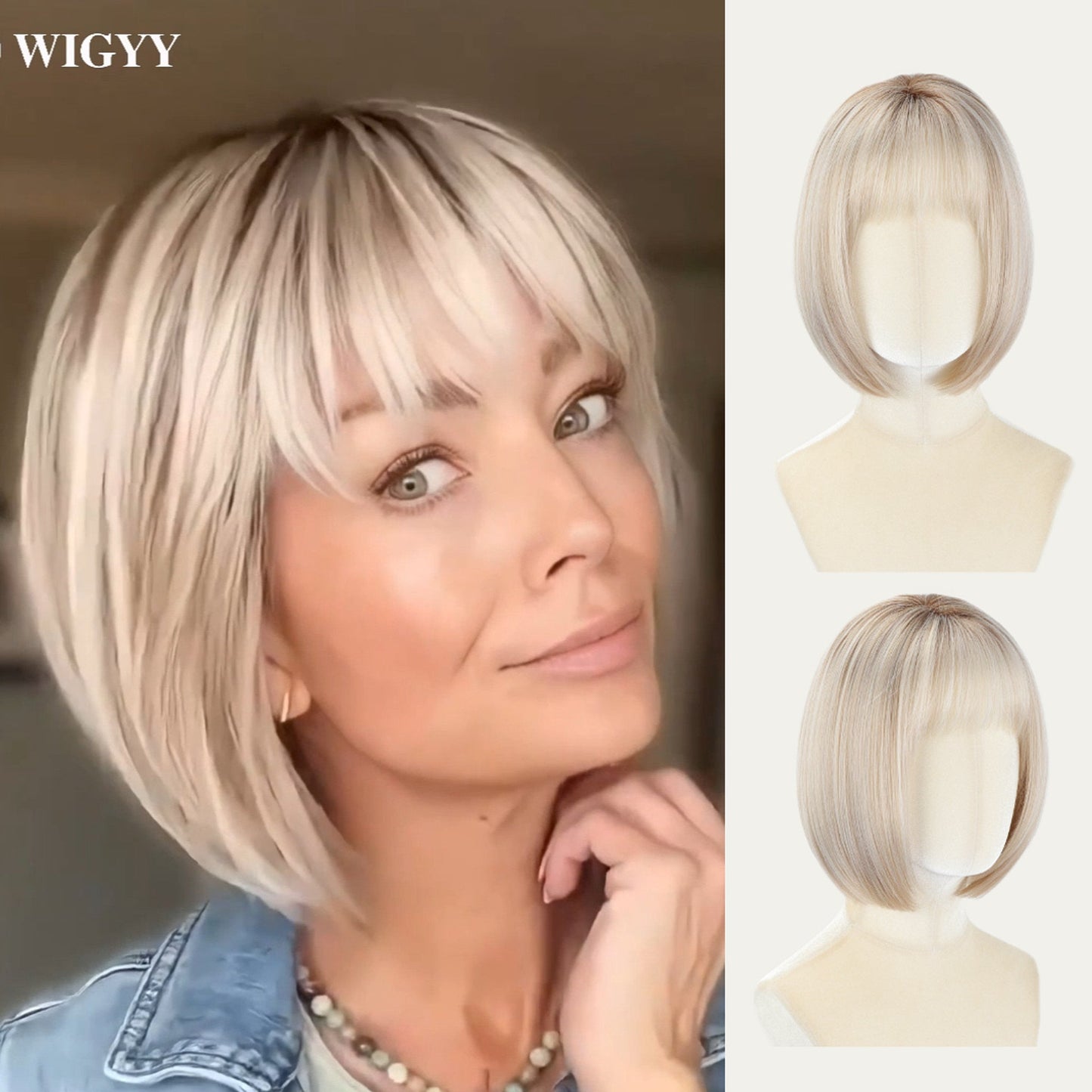 Perla - Wigyy Blonde Bob Elegant Wig with Bang