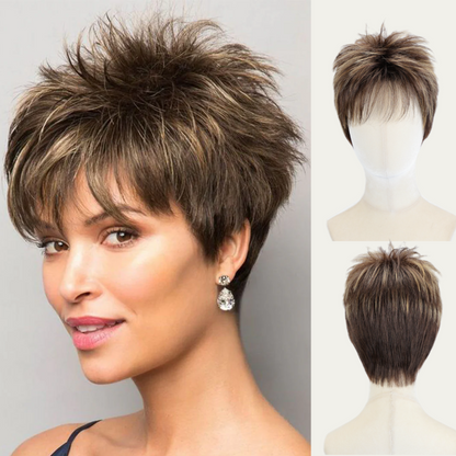 Hilda - Brown Highlight Short Pixie Wigs