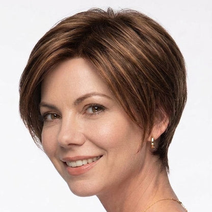 Camilla - Wigyy Straight Brown Highlighted Layered Bob Elegant Wig