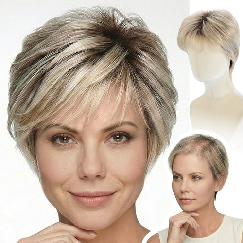 Tamsin - Short Ombre Blonde Pixie Cut Wigs
