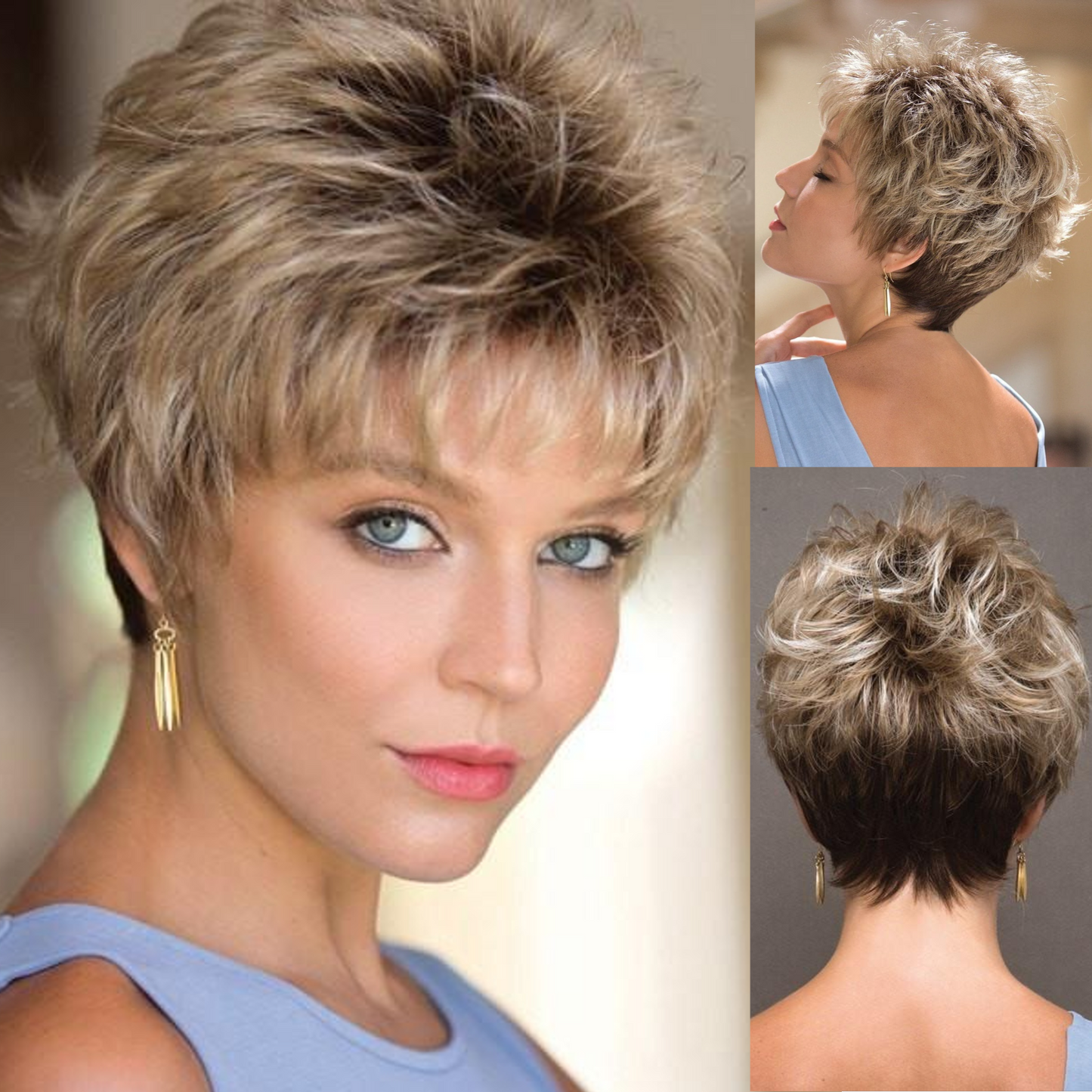 Hilda - Brown Highlight Short Pixie Wigs