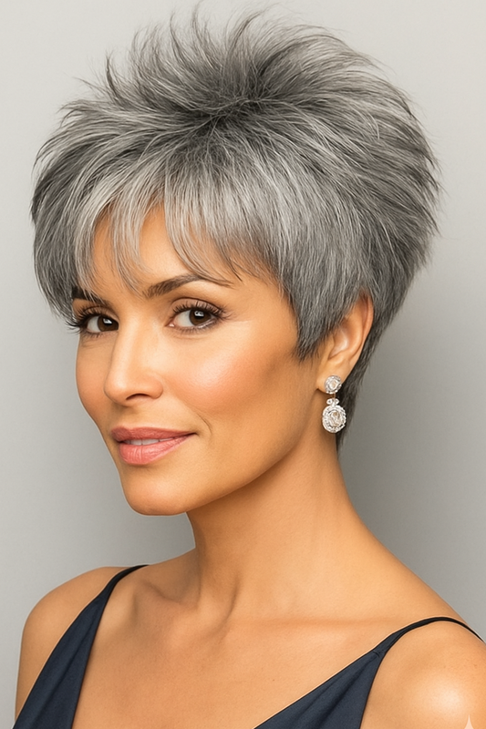 Doris - Pixie Boy Grey Short Synthetic Wigs