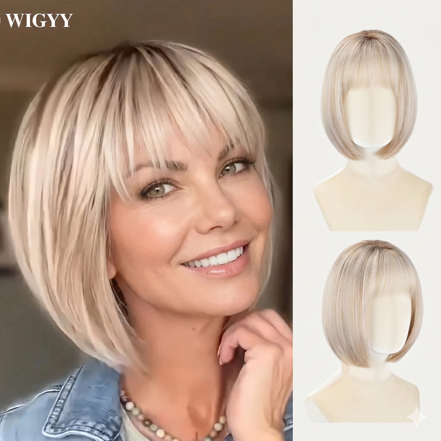 Perla - Wigyy Brown Black Bob Elegant Wig with Bang