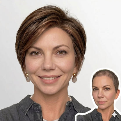 Camilla - Wigyy Straight Brown Highlighted Layered Cut Elegant Wig