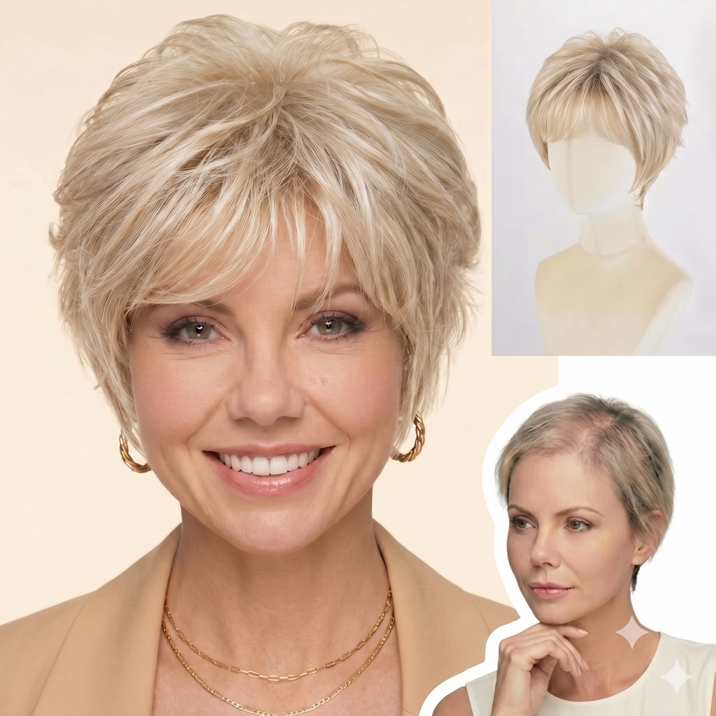 Aria - Short  Highlighted Breathable Elegant Wigs for White Women