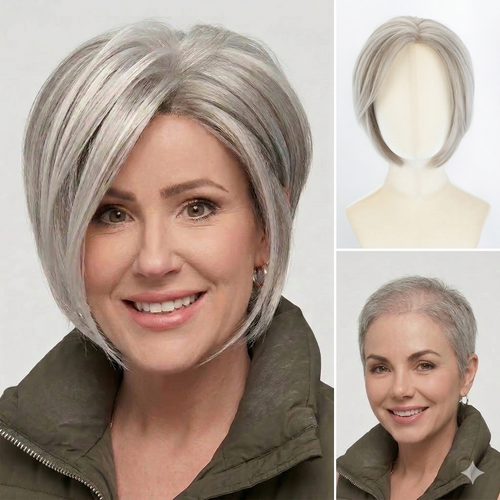 Raven - Wigyy Gorgeous Straight Grey Elegant Bob Wig