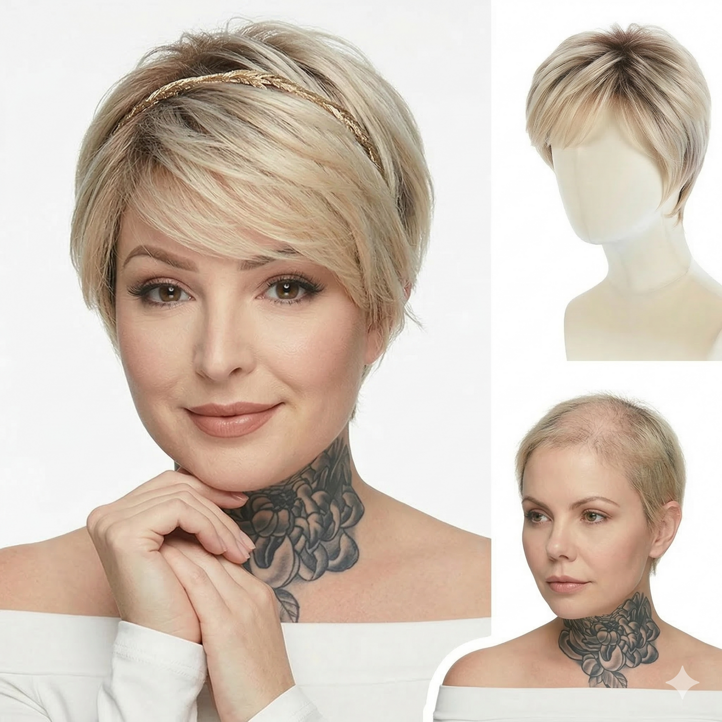 Tamsin - Short Ombre Blonde Daily Use Pixie Cut Wigs