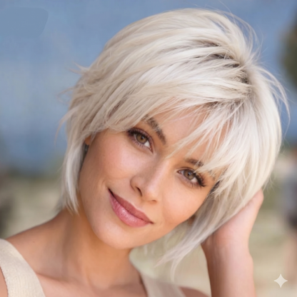 Alma - Short Platinum Blonde Daily Use Wigs for Women