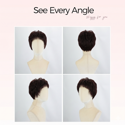 Seraphina - Chic Textured Pixie with Tapered Nape - Dark Espresso Brown