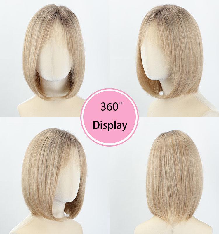 Theodora - Wigyy Daily Use Ash Blonde Layered Bob Wigs