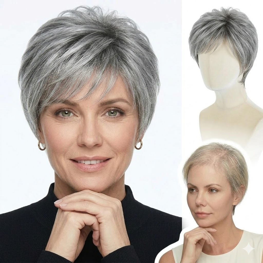 Tamsin - Natural Layered Pixie with Wispy Fringe - Rich Auburn Brown