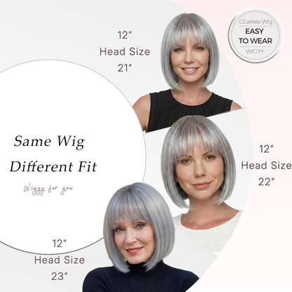 Perla - Wigyy Cutest Grey Bob Elegant Wig with Bang