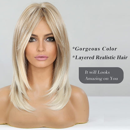 Synthetic Long Wigs  Hair with Bangs for Daily Use